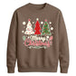 Merry Christmas Three Trees Graphic Unisex Sweatshirt