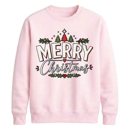 Merry Christmas Trees And Holly Christmas Unisex Sweatshirt