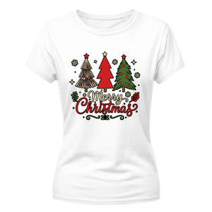 Merry Christmas Trees Graphic Ladies T-Shirt