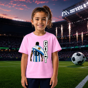 Messi GOAT Argentina No 10 Football Kids T-Shirt