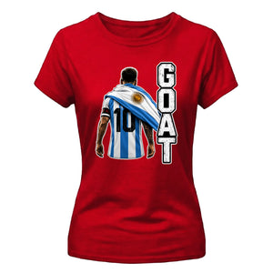 Messi GOAT Argentina No 10 Football Ladies T-Shirt