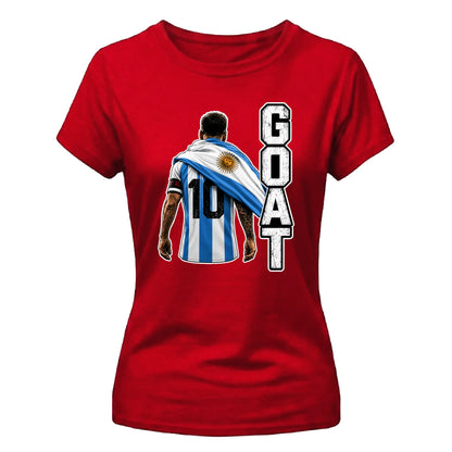 Messi GOAT Argentina No 10 Football Ladies T-Shirt