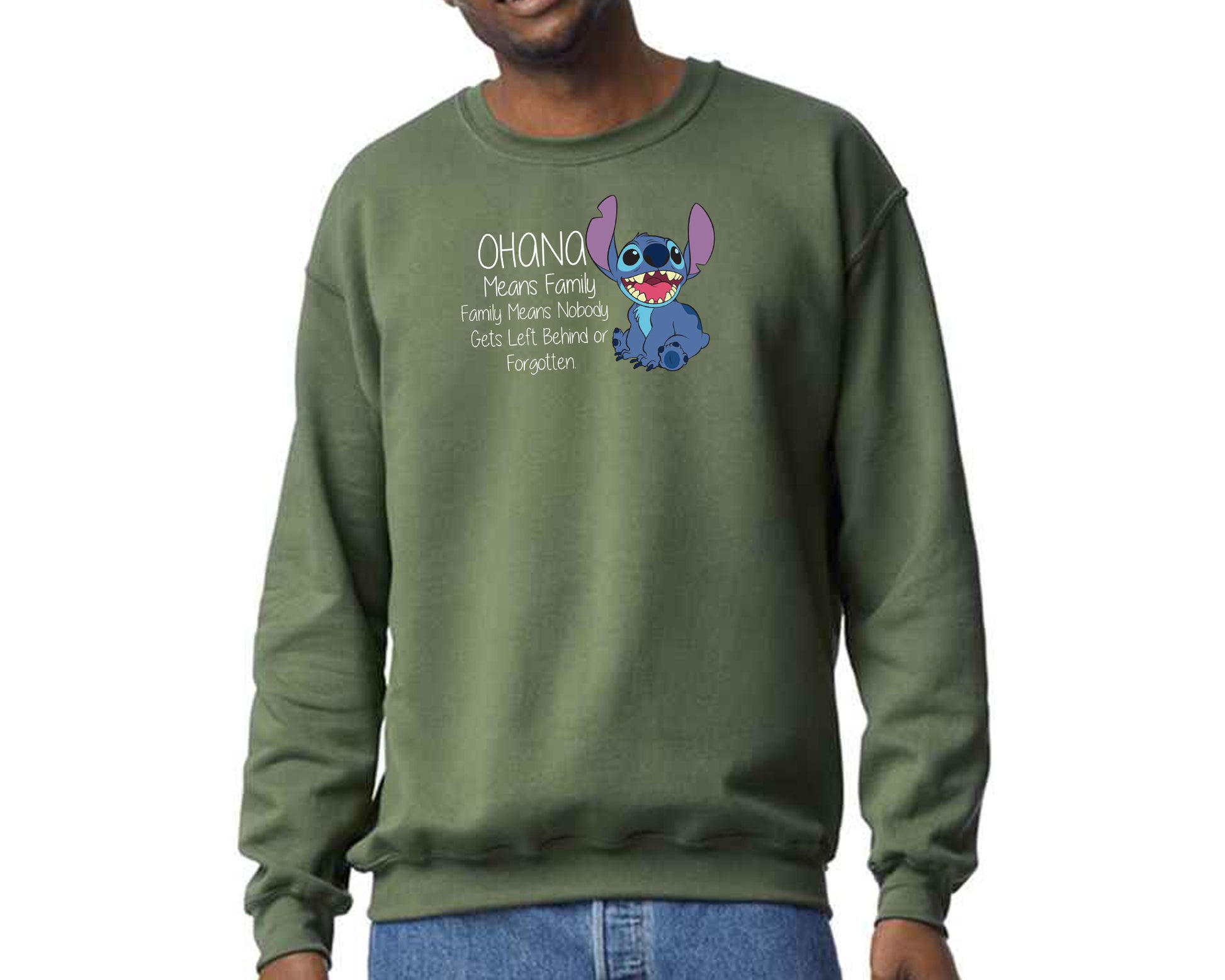 Stitch Ohana Means Family Sweatshirt, Family Quote Pullover for Adults & Teens, Lilo & Stitch Lovers Gift M8405
