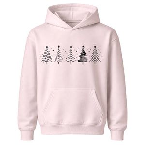 Minimalist Christmas Tree Line Art Christmas Kids Hoodie