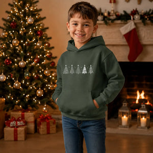 Minimalist Christmas Tree Line Art Christmas Kids Hoodie