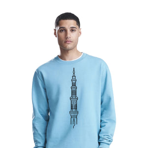 Minimalist Minaret Line Art Eid Printed Unisex Sweatshirt