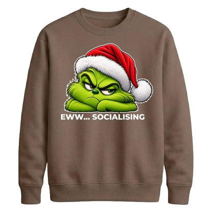 Introvert quote grumpy face Christmas Unisex Sweatshirt