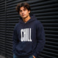 Modern Elongated Chill Slogan Print Unisex Hoodie