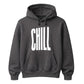 Modern Elongated Chill Slogan Print Unisex Hoodie
