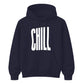 Modern Elongated Chill Slogan Print Unisex Hoodie