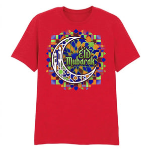 Mosaic Crescent Moon Eid Mubarak Printed Unisex T-Shirt