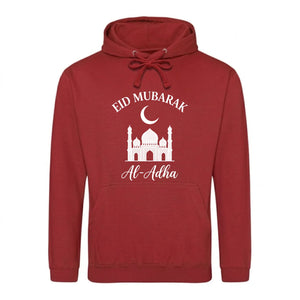 Mosque Design Eid Mubarak Printed Unisex Hoodie