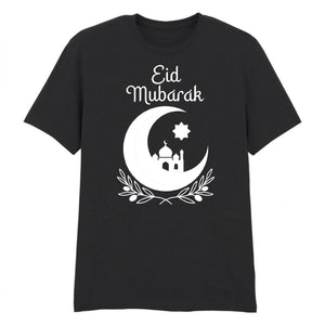Mosque & Moon Design Eid Mubarak Printed Unisex T-Shirt