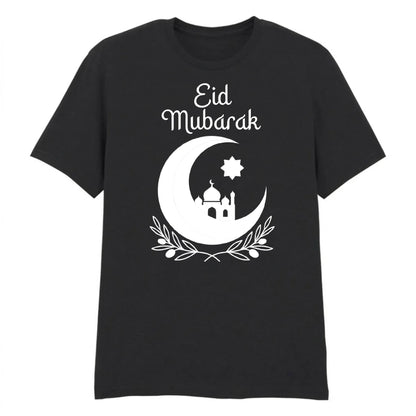 Mosque & Moon Design Eid Mubarak Printed Unisex T-Shirt
