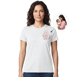 Mother’s Day Custom Outline Sketch Ladies Fit T Shirt