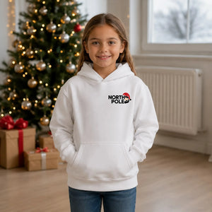 North Pole Pocket Print Santa Hat Christmas Kids Hoodie