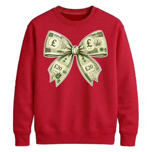 Novelty Twenty Pound Banknote Money Bow Unisex Sweatshirt