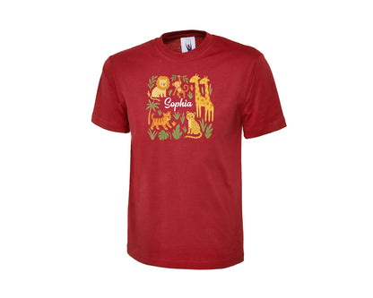 Personalized Kids T-Shirt For Back To School, Printed Animal Design With Custom Name, First Day Gift Idea 100% Cotton Top M2547