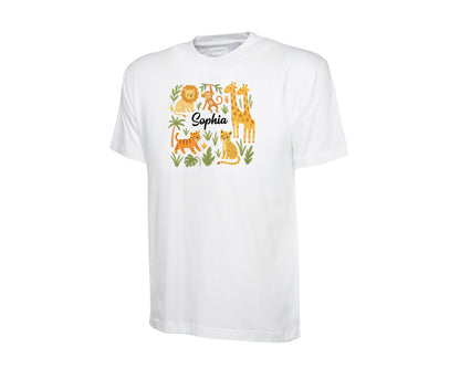 Personalized Kids T-Shirt For Back To School, Printed Animal Design With Custom Name, First Day Gift Idea 100% Cotton Top M2547