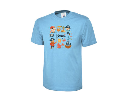 Personalized Pirate Back To School Kids T-Shirt, Custom Name Printed Cute Funny Pirate Tee, First Day Gift Idea For Boys & Girls P2548