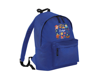 Personalised Pirate Kids Backpack, Custom Name Seafaring Fashion Bag For Back To School, Adventures 600D Polyester Gift Backpack P2548