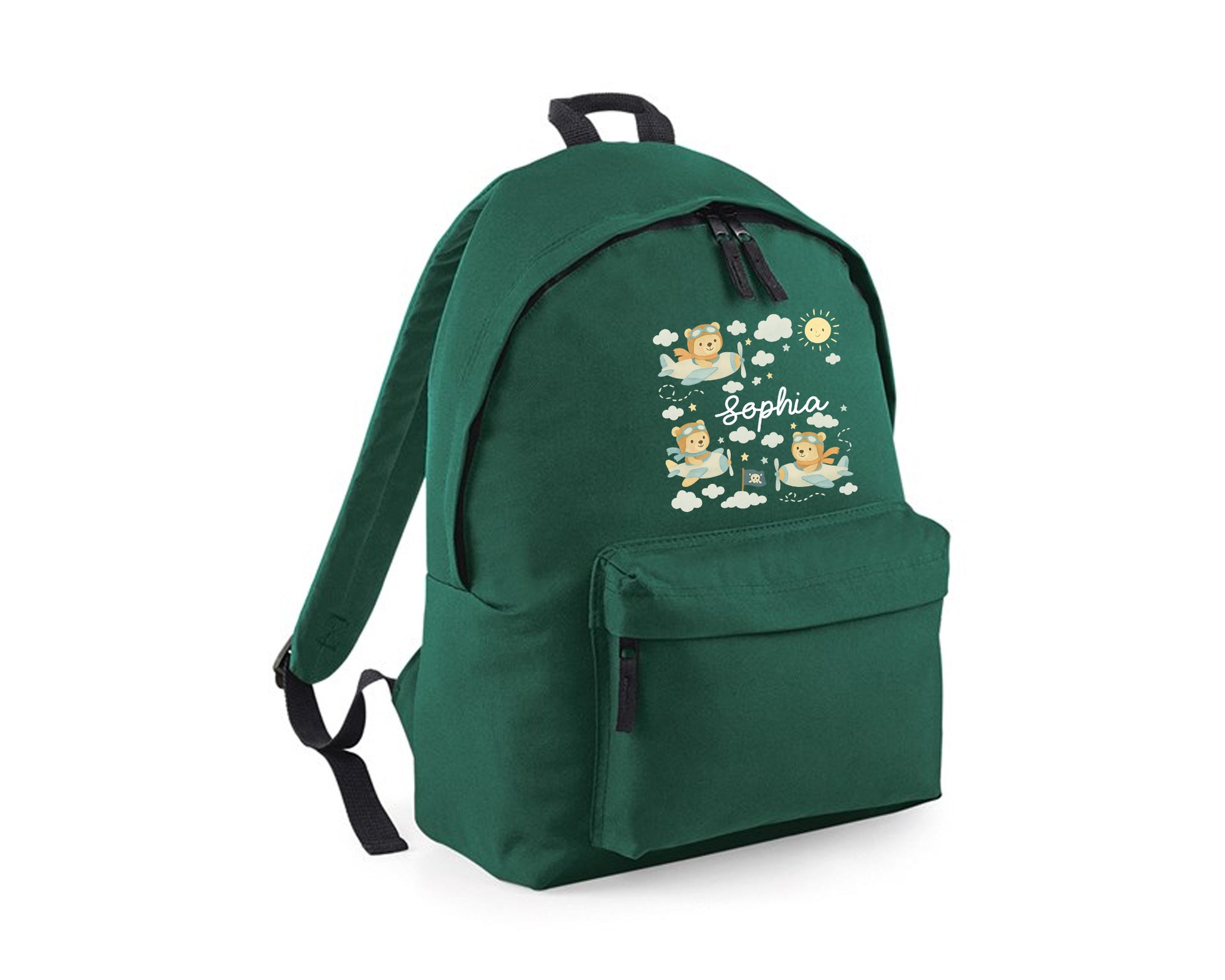 Personalised Kids Backpack, Teddy Bears Among Clouds & Sunshine Design Bag, Back To School Fashion Backpack P2549
