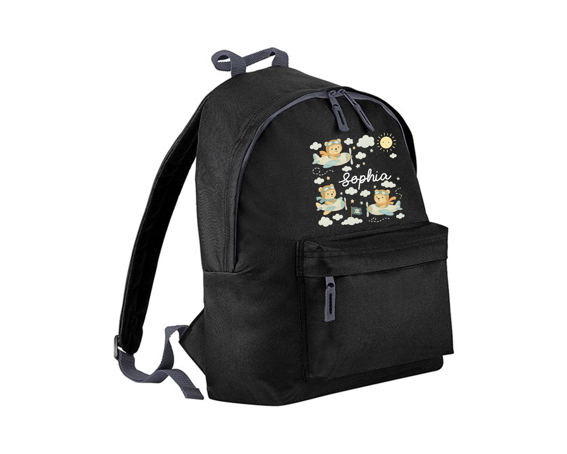 Personalised Kids Backpack, Teddy Bears Among Clouds & Sunshine Design Bag, Back To School Fashion Backpack P2549