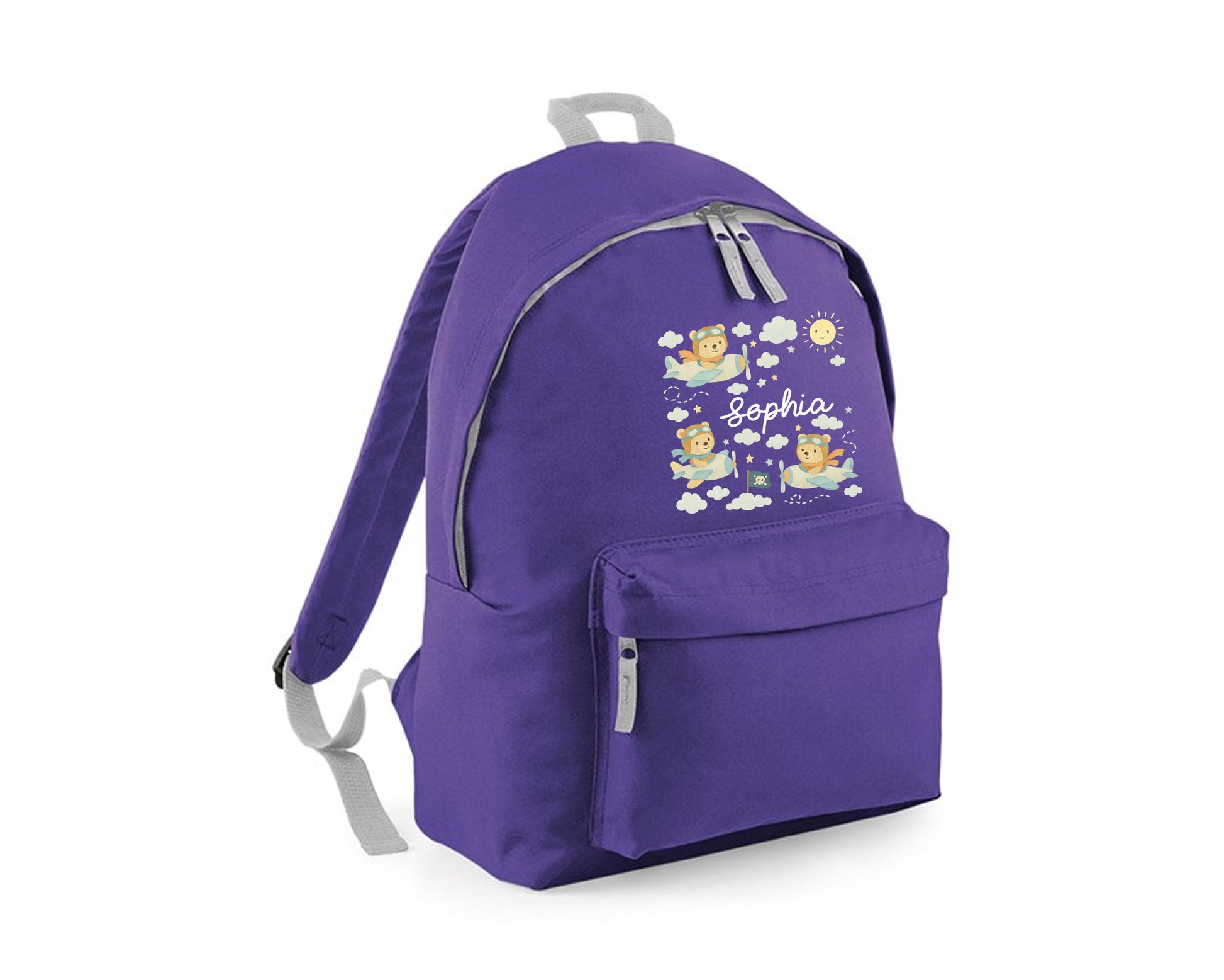Personalised Kids Backpack, Teddy Bears Among Clouds & Sunshine Design Bag, Back To School Fashion Backpack P2549