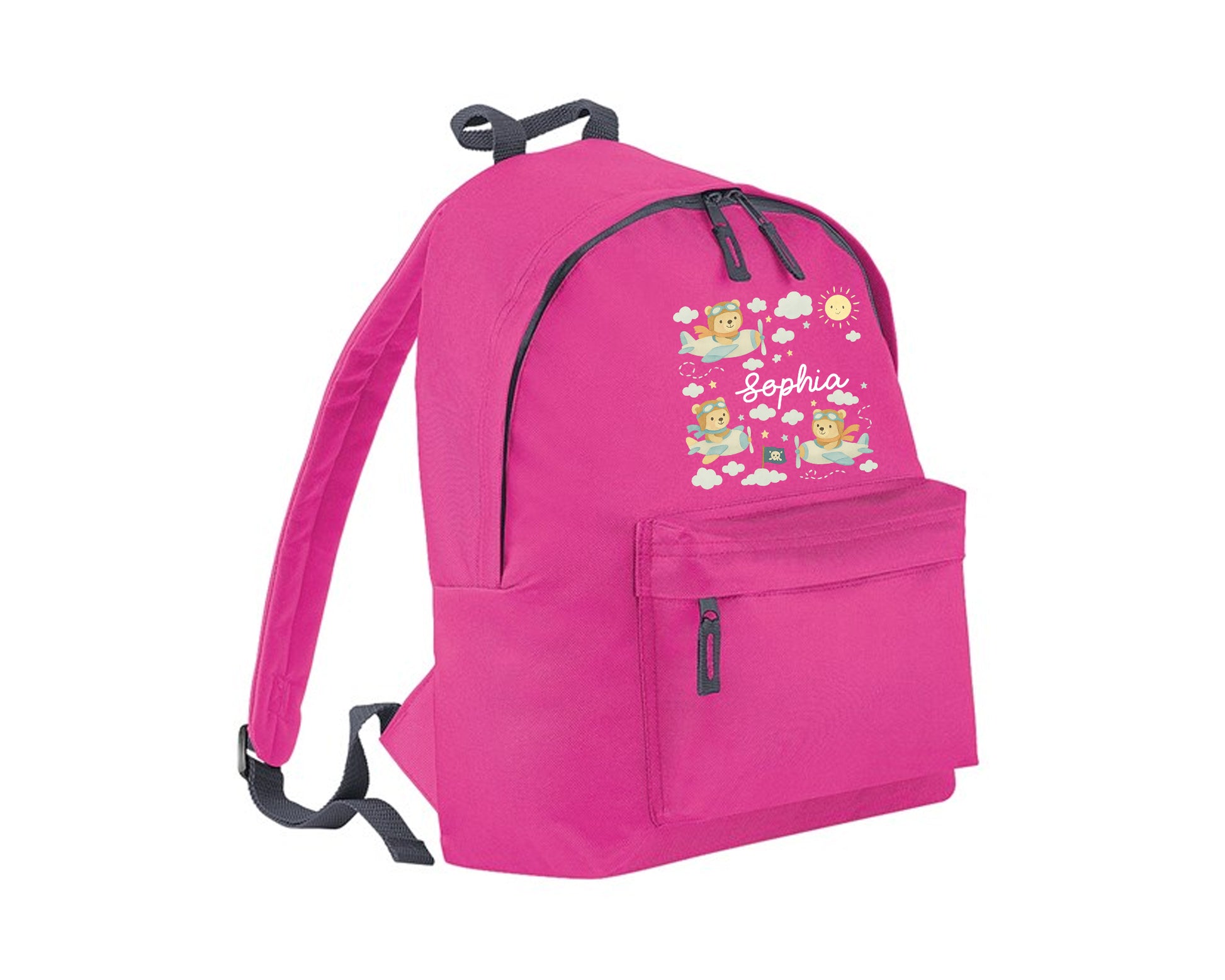 Personalised Kids Backpack, Teddy Bears Among Clouds & Sunshine Design Bag, Back To School Fashion Backpack P2549