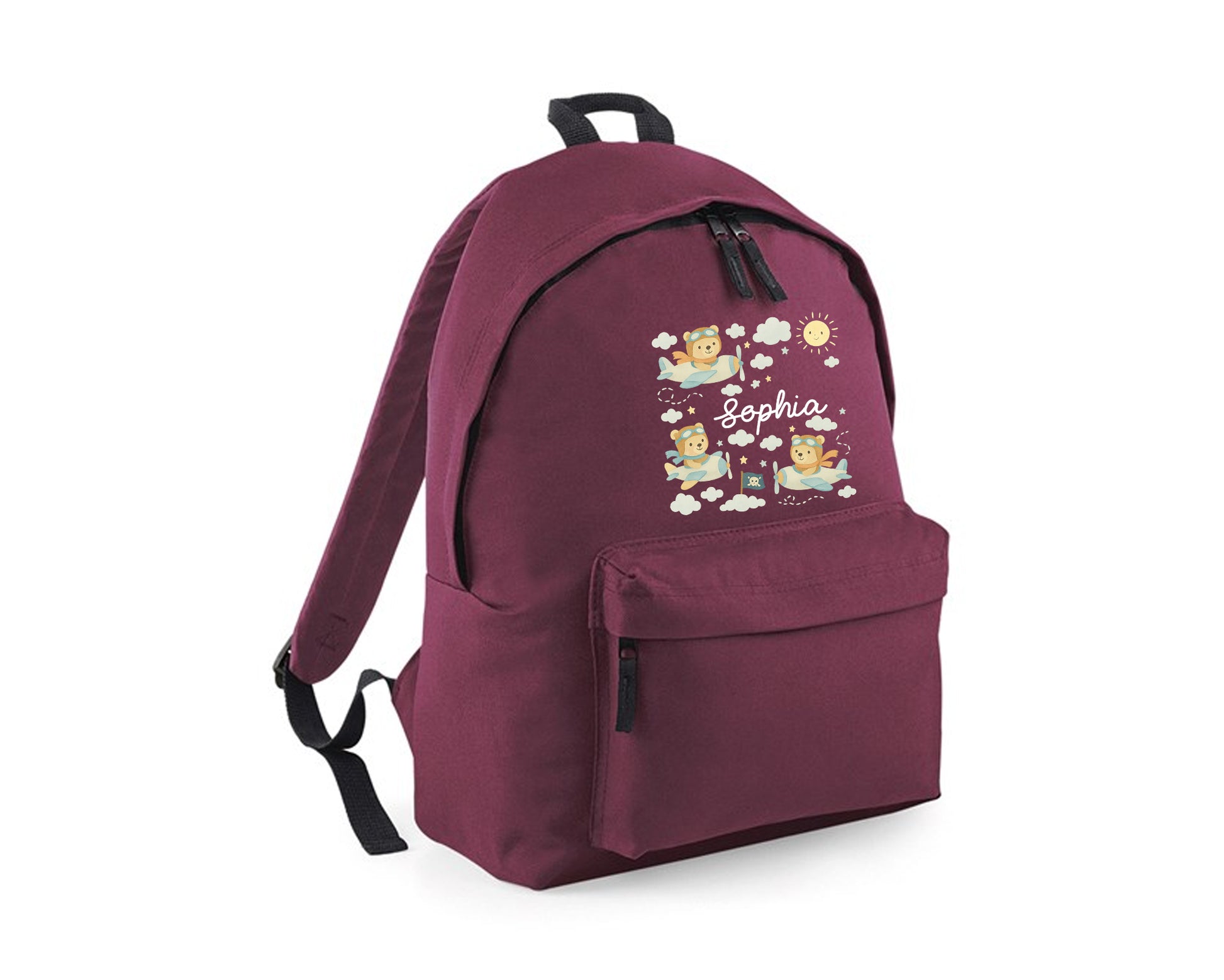 Personalised Kids Backpack, Teddy Bears Among Clouds & Sunshine Design Bag, Back To School Fashion Backpack P2549