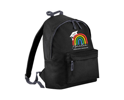 Personalised Rainbow Preschool Graduate Backpack, Custom Kids Fashion Bag For Back To School Fun P2556