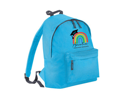 Personalised Rainbow Preschool Graduate Backpack, Custom Kids Fashion Bag For Back To School Fun P2556