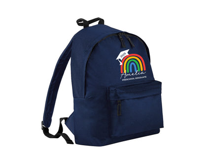 Personalised Rainbow Preschool Graduate Backpack, Custom Kids Fashion Bag For Back To School Fun P2556