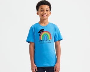 Custom Name Preschool Graduate T-Shirt, Rainbow Design Printed Back To School T Shirt, First Day Gift For Little Graduates P2556