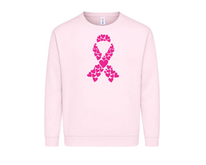 Breast Cancer Awareness Sweatshirt, Supportive Pink Ribbon Design Symbolizing Courage and Unity, Cozy Casual Outfit P440