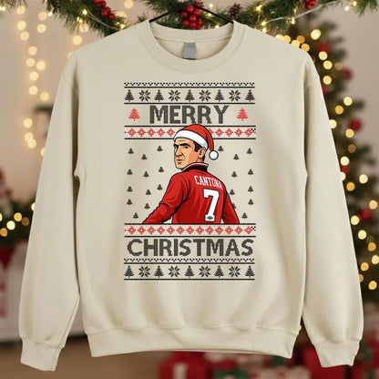 Eric Cantona Manchester Ugly Christmas Sweatshirt | Merry Christmas Soccer Jumper