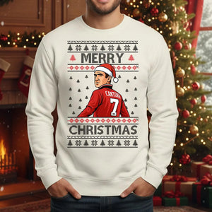 Eric Cantona Manchester Ugly Christmas Sweatshirt | Merry Christmas Soccer Jumper