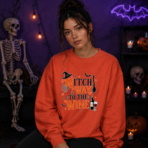 Witch Way To The Wine Halloween Oversize Sweatshirt