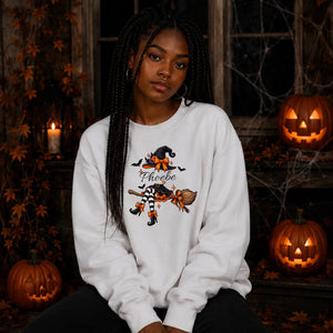 Personalised Witch Broom Halloween Oversized Sweatshirt
