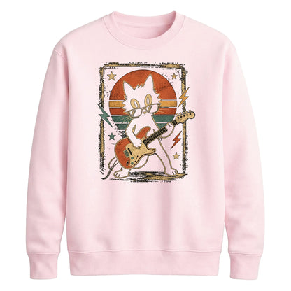 Retro Unisex Cat Guitar Sweatshirt