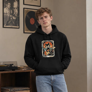 Retro Unisex Rock Cat Graphic Hoodie
