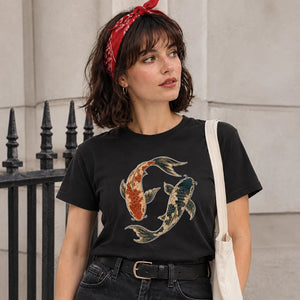 Retro Koi Fish Print Ladies T-Shirt