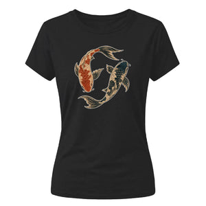 Retro Koi Fish Print Ladies T-Shirt