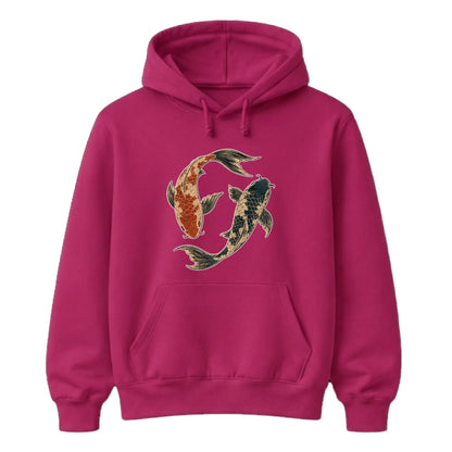 Yemporal koi fish print retro unisex hoodie