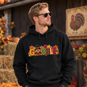 Gobble Thanksgiving Unisex Hoodie Autumn Turkey Jumper