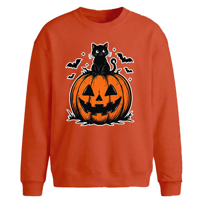 Halloween Pumpkin Cat Oversize Sweatshirt