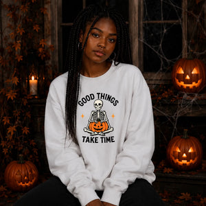 Good Things Take Time Halloween Oversize Sweatshirt