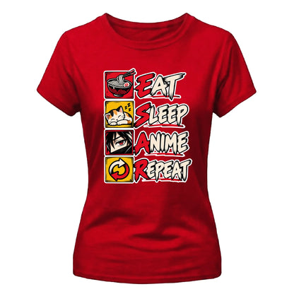 Eat Sleep Anime Repeat Anime Ladies Tshirt