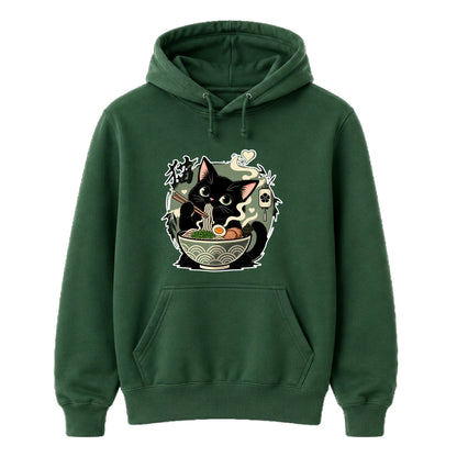 Anime Ramen Cat Graphic Unisex Hoodie
