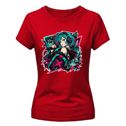 Anime Ladies Tshirt Cyberpunk Singer Graphic Tee